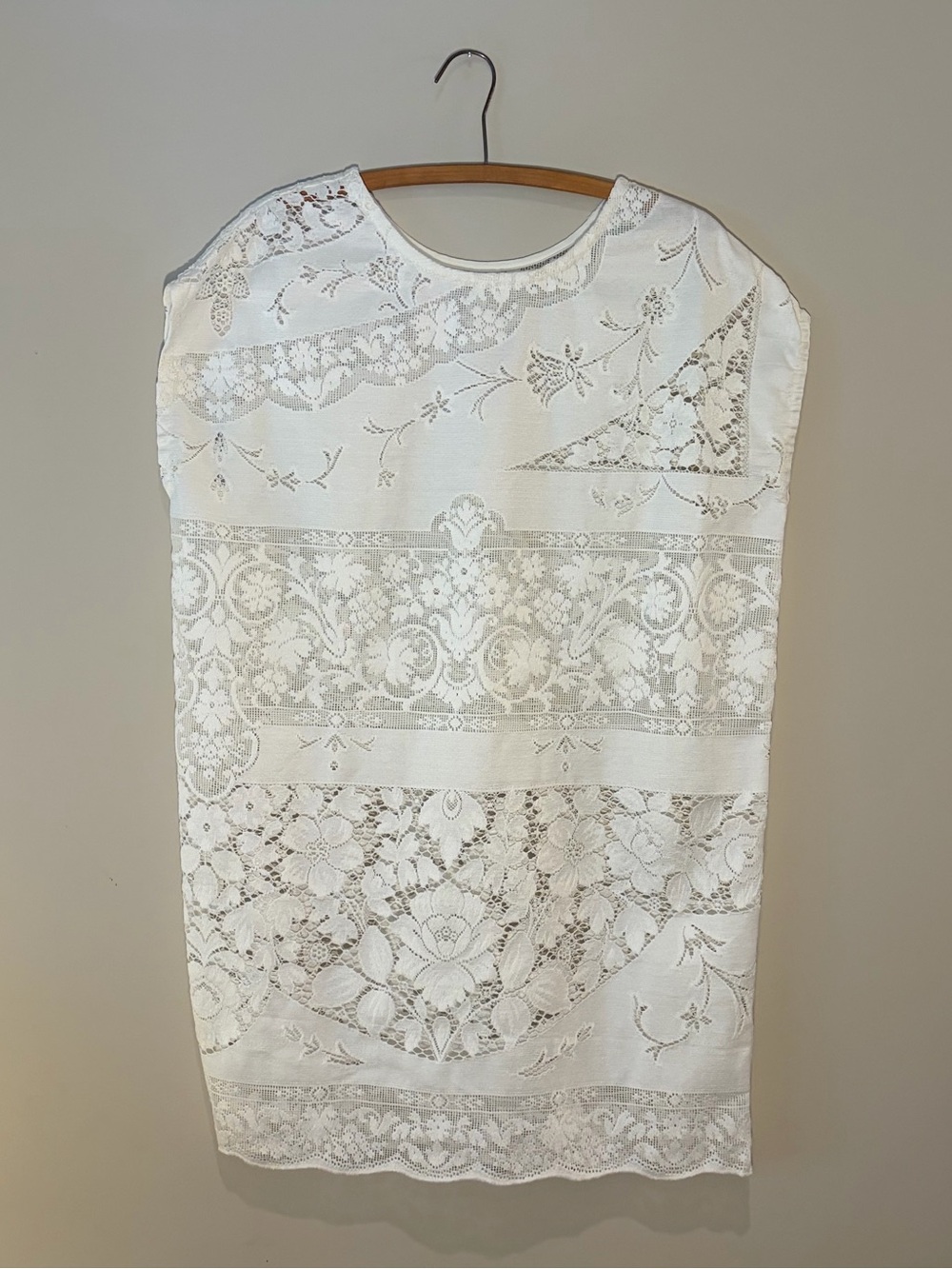 Handmade Dress made from upcycled Quaker Lace
